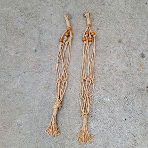 Set of two beaded macrame plant holders
